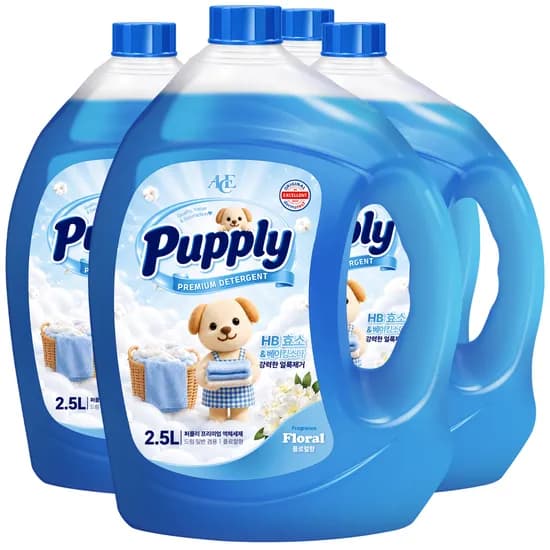 에이스 퍼플리 플로럴 액체 세탁세제, 실내건조, 2.5L, 4통, 1박스