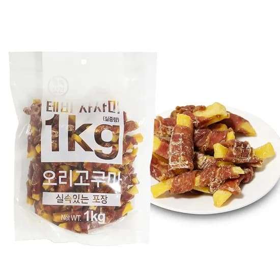 테비 사사미 강아지 간식, 오리고구마, 1kg, 1개