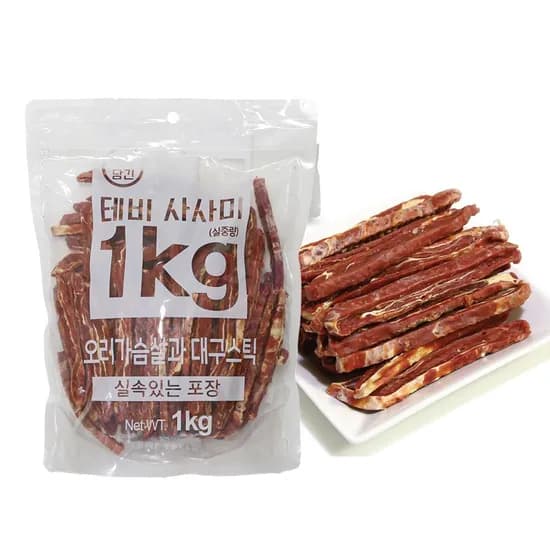 테비 사사미 강아지 간식 오리가슴살과 대구 1kg 1개