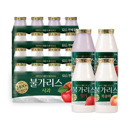남양유업 불가리스 사과맛 + 포도맛 + 복숭아맛 + 딸기맛, 150ml, 16개
