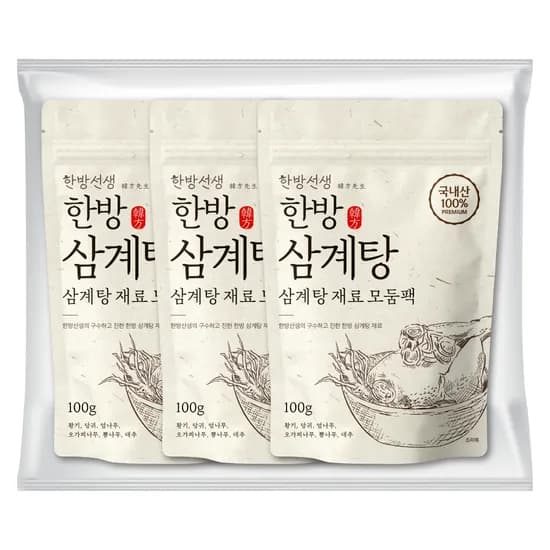 한방선생 삼계탕 재료 모둠팩 100g 3개