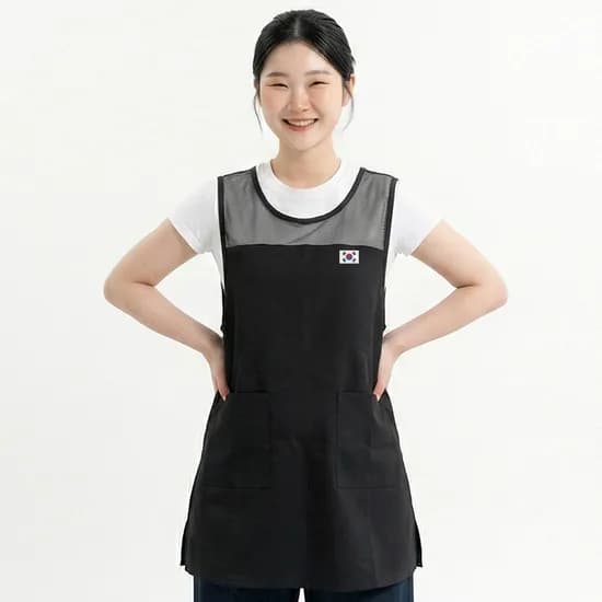 베이직 태극기 망사형 원피스 앞치마, 블랙, 1개