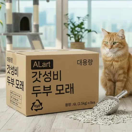 ALart 프리미엄 고양이 두부모래, 무향, 1.5mm, 2.5kg, 8팩, 1박스