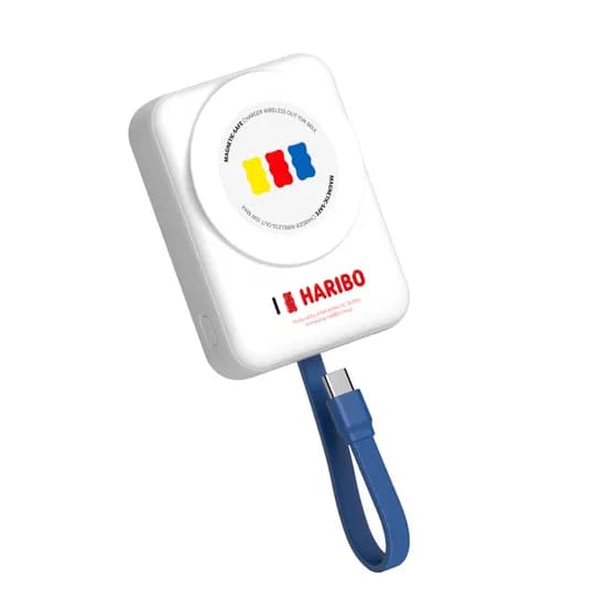 이어맥 하리보 미니 맥세이프 케이블 일체형 고속충전 보조배터리, HPB-01, 10000mAh, 화이트, 1개