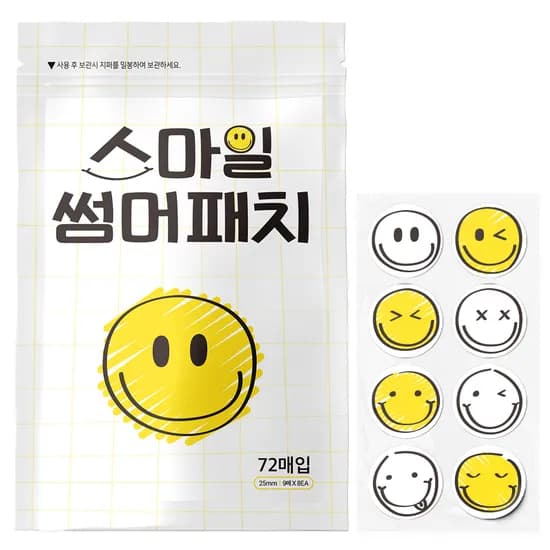 스마일 썸머패치 모기 날벌레 기피 스티커 72매입 1개