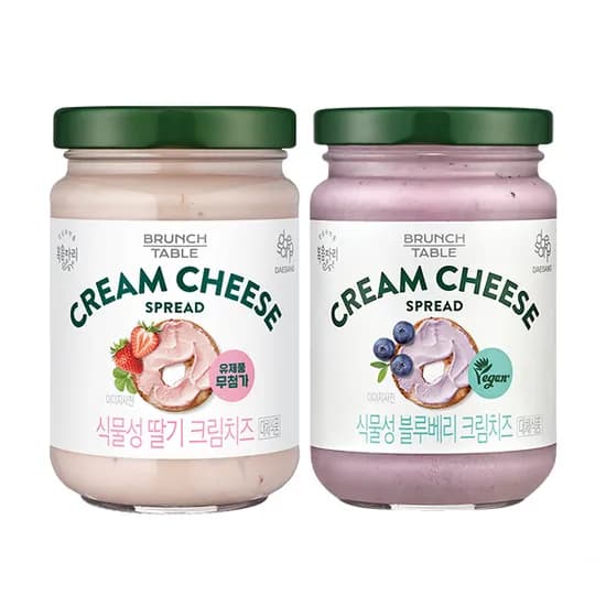 복음자리 식물성 크림치즈, 딸기 190g 1개 + 블루베리크 190g 1개, 2개