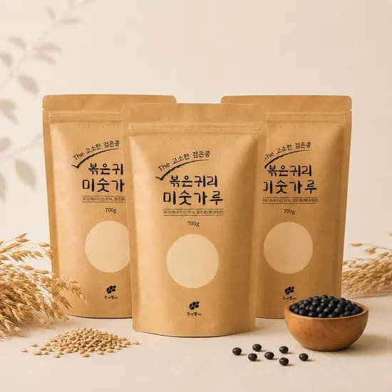 논앤밭위드 프리미엄 볶은귀리 검은콩 미숫가루 700g 3개