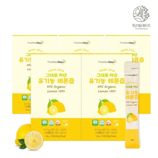 트리밀데이즈 그대로 짜낸 유기농 레몬즙 20g 15포 5개
