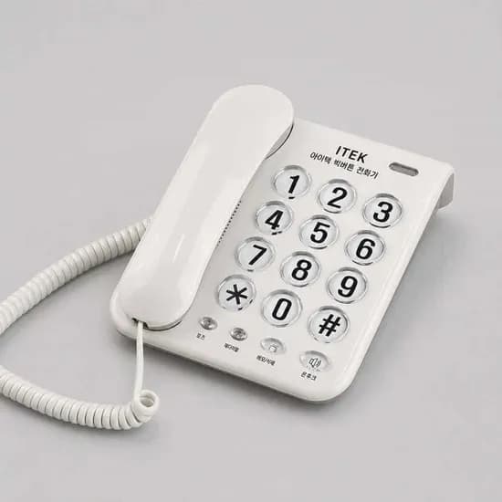 아이텍 빅버튼 유선전화기, IK-200WH, 화이트, 1개