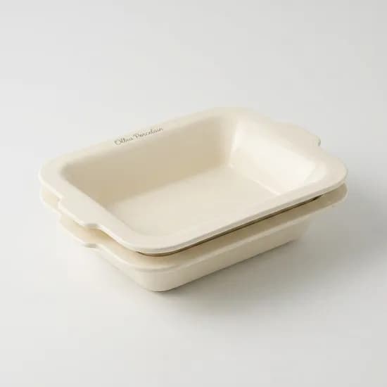 올비아 포세린 세라믹 플레이트팬, 포세린 사각팬, 28cm, 아이보리, 1개