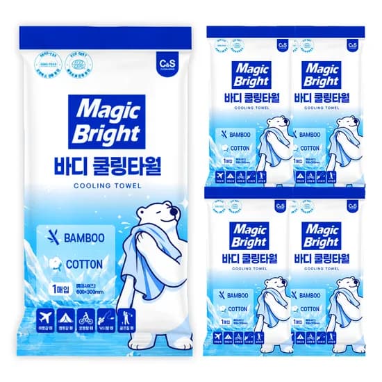 매직브라이트 물없이 쓰는 시원 바디쿨링티슈 특대형 5개