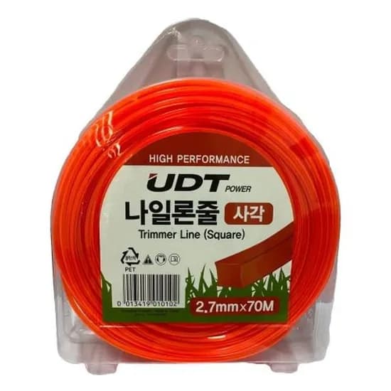 UDT 예초기 액세서리 나일론줄, 사각형, 2.7mm-70M, 1개