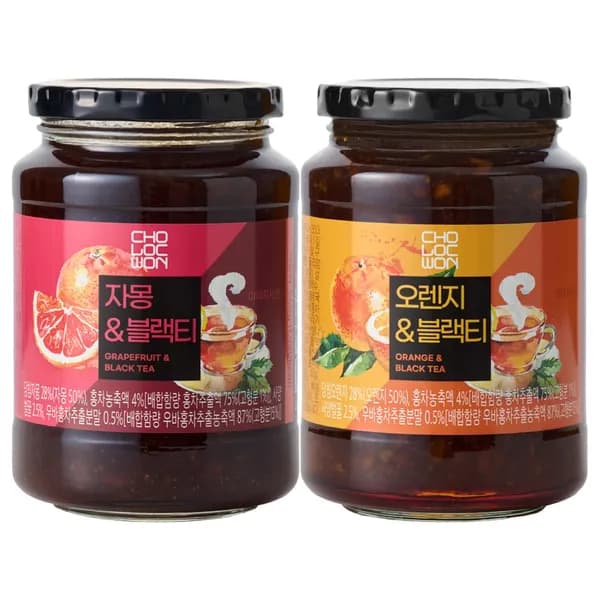 초록원 자몽 블랙티 + 오렌지 블랙티 560g 2개