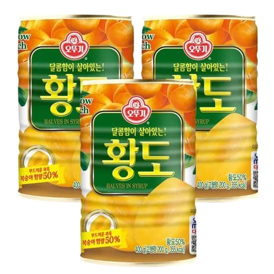 오뚜기 황도 반절 컷팅 복숭아 통조림 400g 3개