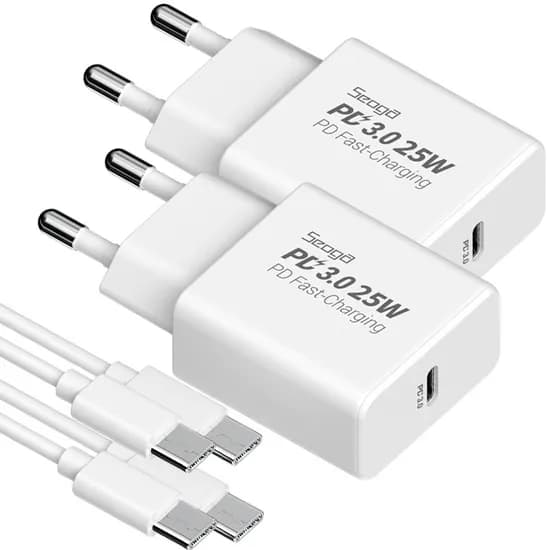 서가 PD 25W PPS 타입C 초고속 충전기 CtoC 케이블 1.5M 세트, 화이트, 2개