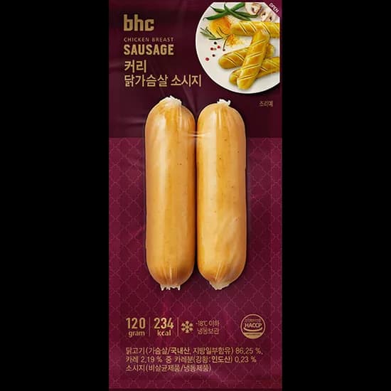 Bhc 커리 닭가슴살 소시지 120g 10개