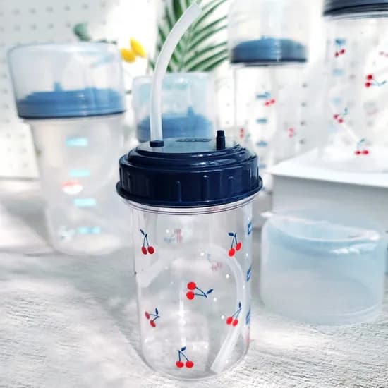 실리콘 빨대물병 체리 650ml 1개