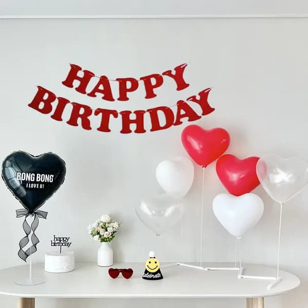 생일 가랜드 파티 용품 세트 하트 풍선 레터링 가로스탠드 블루 B 1세트 12,900원
