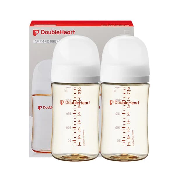 더블하트 모유실감 3세대 제뉴인화이트 트윈팩 젖병 240ml 2개입