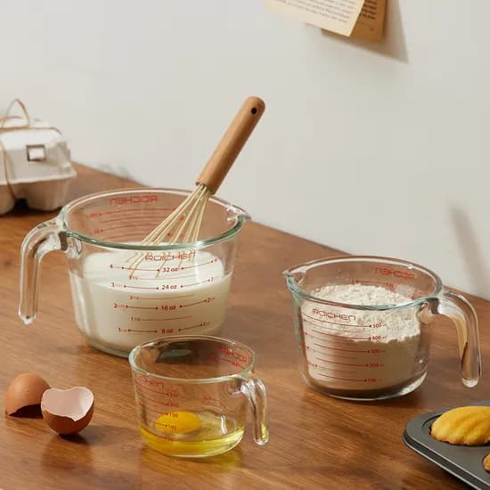 로이첸 내열유리 계량컵, 이유식 베이킹 눈금 비커, 250ml+500ml+1000ml, 3종세트, 1개