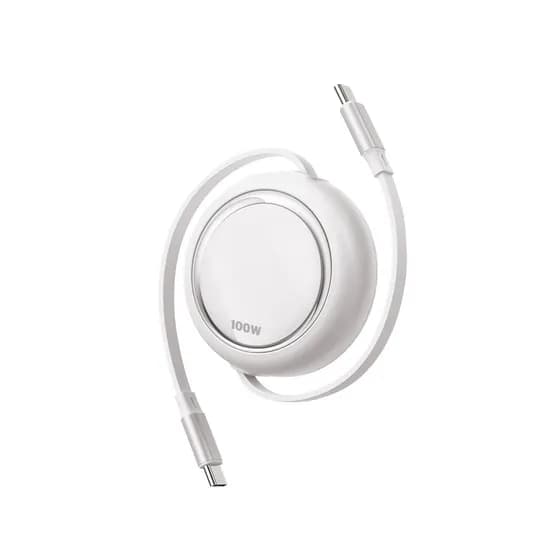 뉴클 100W PD CtoC 고속충전 릴 케이블, 화이트, 1m, 2개