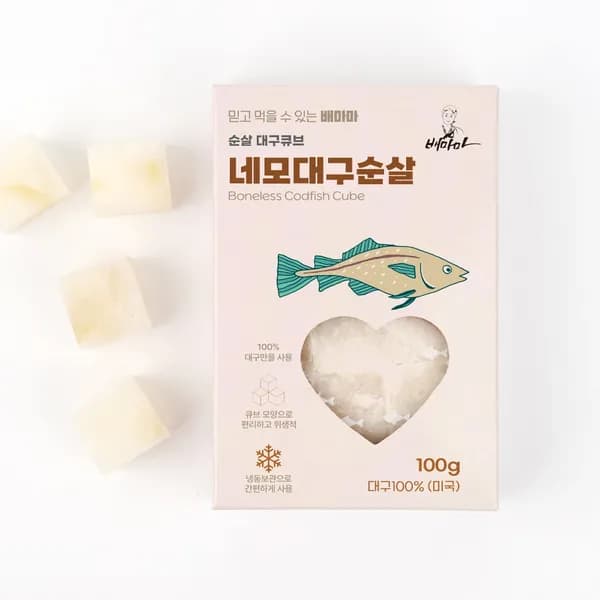 배마마 손질생선큐브 대구 큐브 100g 1개
