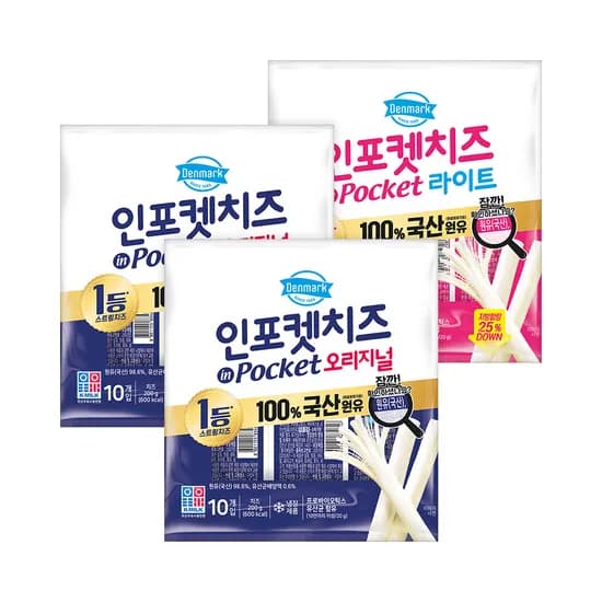 동원 덴마크 인포켓 스트링 치즈 오리지널 20개 + 라이트 10개, 20g, 30개