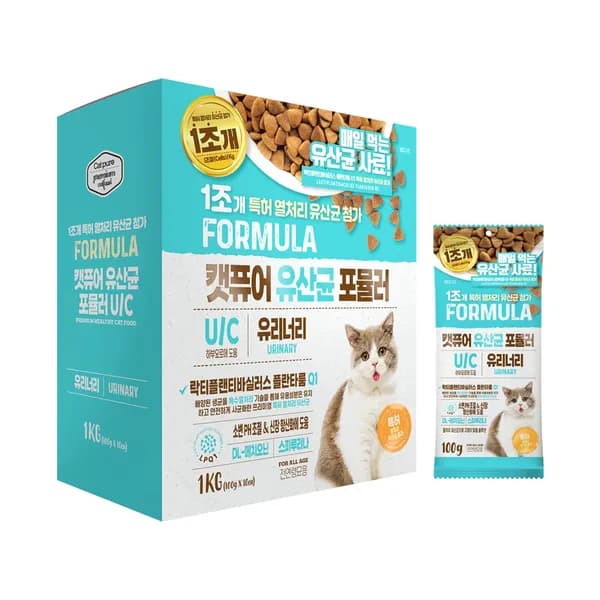 캣퓨어 전연형 고양이 사료 유리너리+장건강 1kg