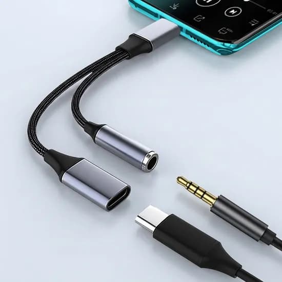 트론 25W 갤럭시 C타입 충전 변환 듀얼 케이블 이어폰 3.5mm 갤럭시탭 TRON-C-21, 1개