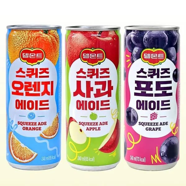 델몬트 스퀴즈 에이드 오렌지맛 사과맛 포도맛 240ml 30개