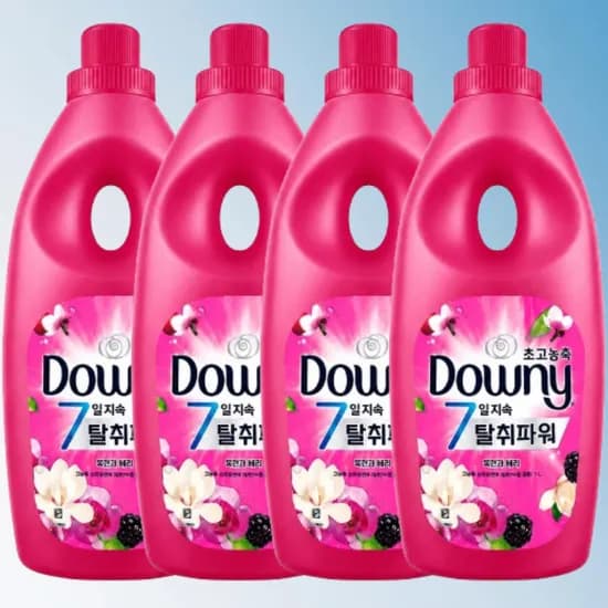 다우니 탈취파워 목련과 베리 섬유유연제, 1L, 4개