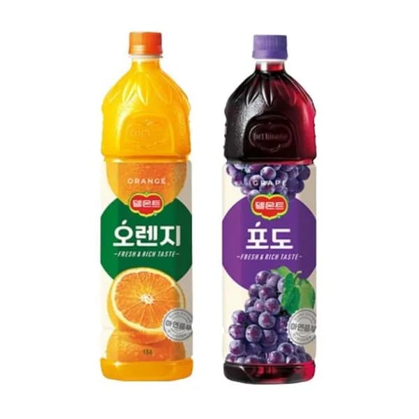 델몬트 1.5L 과즙음료 2종 오렌지 2개 + 포도 2개 16,140원