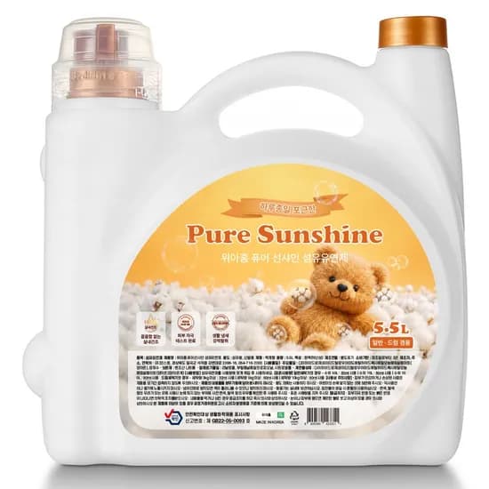 퓨어선샤인 고농축 실내건조 섬유유연제, 클린코튼, 5.5L, 1개