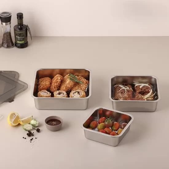 유르반 스테인레스 스퀘어 밧드 3종세트, 16cm+20cm+24cm, 3개, 1세트