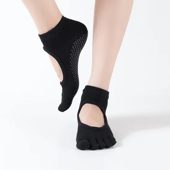 에코벨 미끄럼 방지 논슬립 필라테스 양말, 블랙