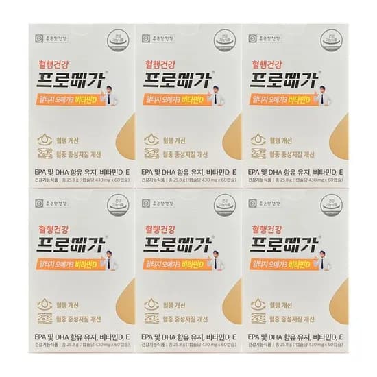 종근당건강 프로메가 알티지 오메가3 비타민D 430mg 60캡슐 6박스 48,010원