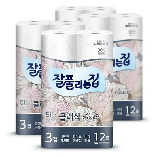 잘풀리는집 클래식 화장지 3겹 27m 12롤 4팩