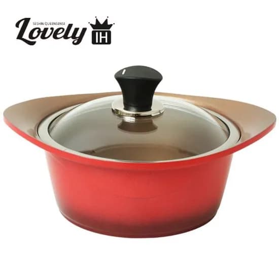 퀸센스 러블리 IH 세라믹 양수냄비, 레드, 20cm, 1개