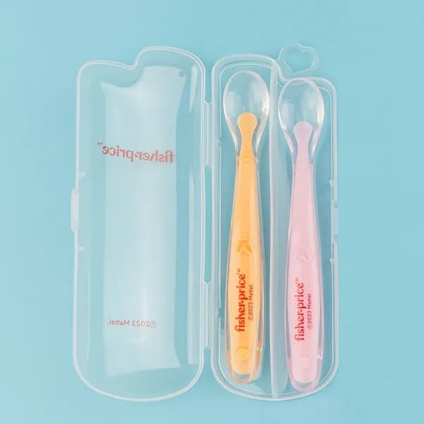 피셔프라이스 실리콘 소프트 이유스푼 핑크오렌지(P) 162mm 2P 케이스세트