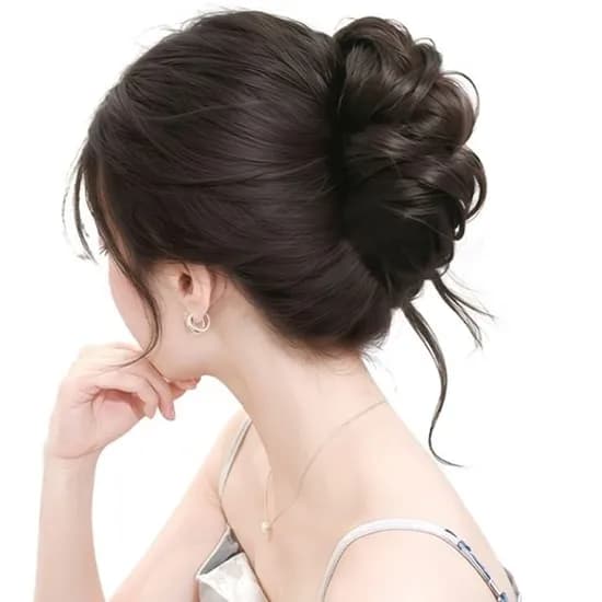 똥머리 고정핀 피스 밴드 가발 집게핀 도넛링, 다크브라운, 1개