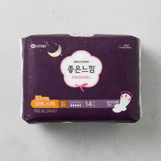 좋은느낌 오리지널 오버나이트 생리대 33cm 14개 2팩