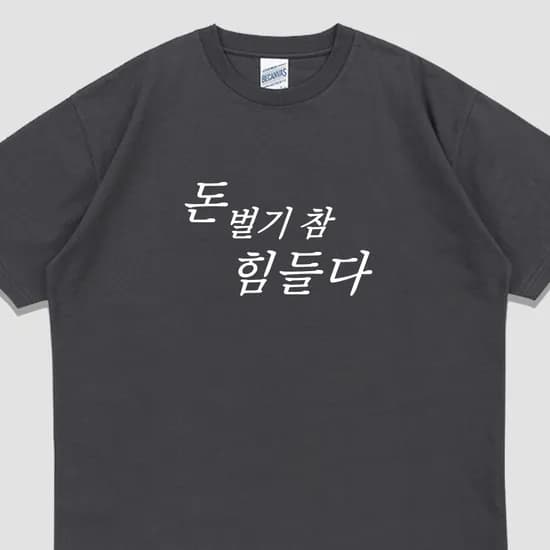 입는생각 돈 벌기 힘들다 반팔 밈 티셔츠 차콜 3XL 1개
