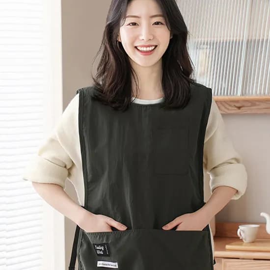 디올리 생활방수 조끼형 앞치마, 다크그린, 원사이즈