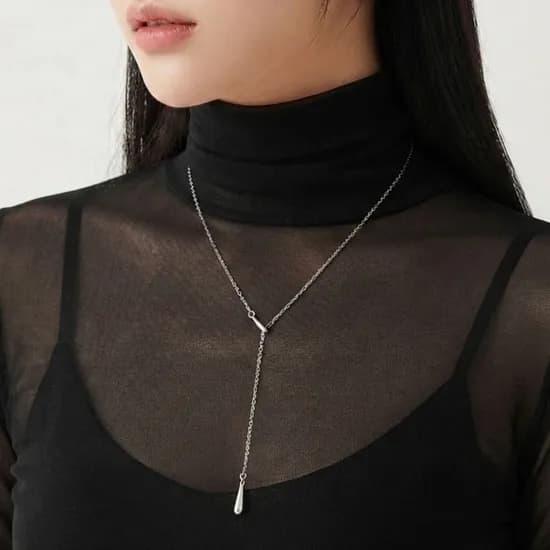 퍼플핏 물방울 드롭 목걸이 PB5AN004 실버 FFF 1개