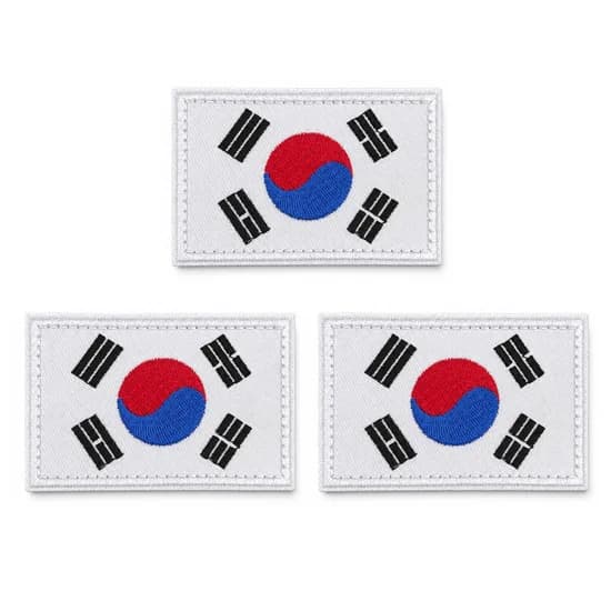 대한민국 태극기 자수 패치, 혼합색상, 벨크로, 8cm x 5cm, 3개
