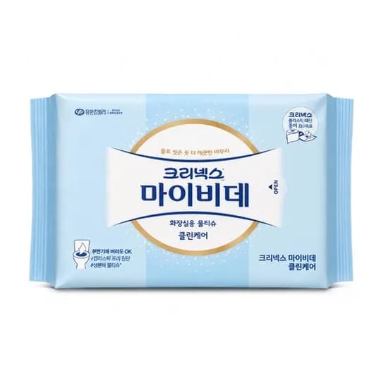 크리넥스 마이비데 클린케어 물에녹는 물티슈 화장실용 리필용 46매 12팩