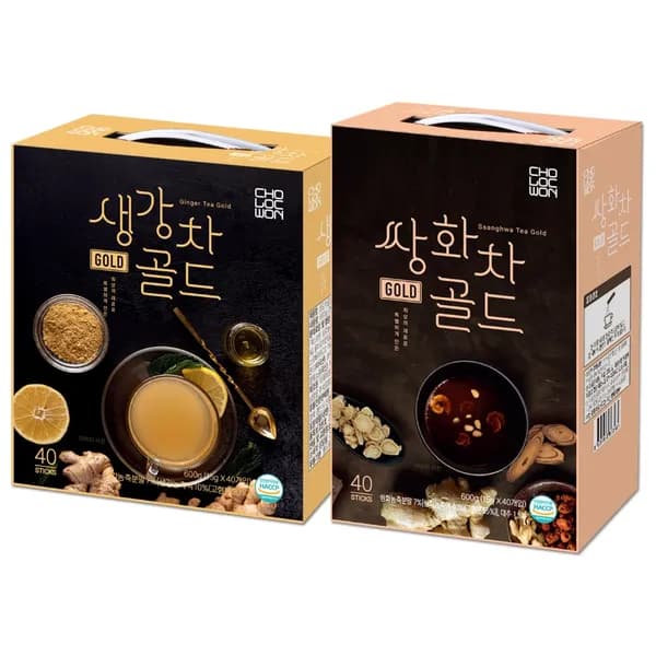 초록원 생강차골드 40T + 쌍화차골드 40T 600g 2개