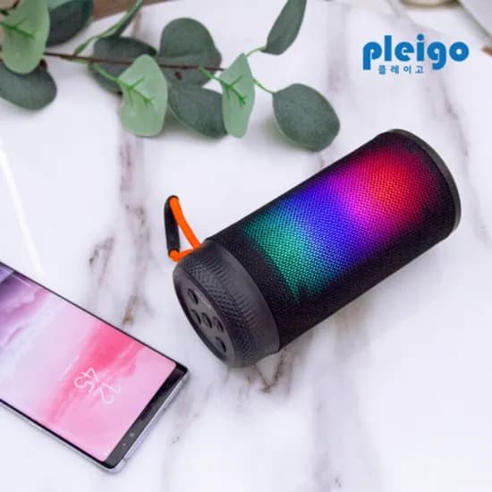 플레이고 BS15 LED 페브릭 휴대용 블루투스 스피커, 블랙, 1개