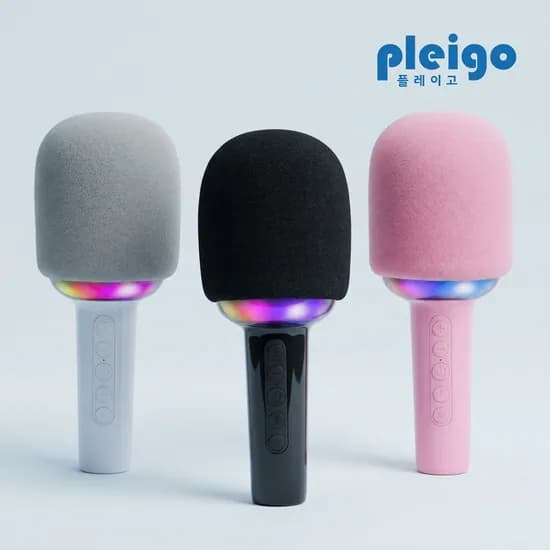 플레이고 휴대용 무선 컬러풀 LED 블루투스 에코 마이크, P154, 핑크, 1개