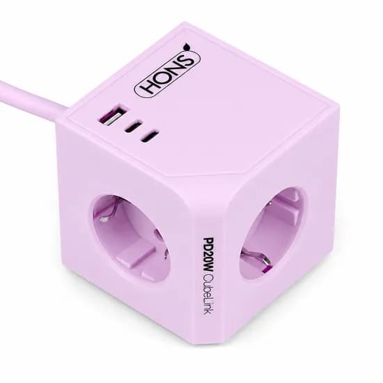 혼스 큐브멀티탭, PD20W, 4000W, 2m, 퍼플, 1개